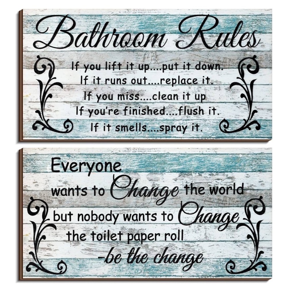 Bathroom Wall Decor Accessories Farmhouse-Set of 2 (Wooden) New